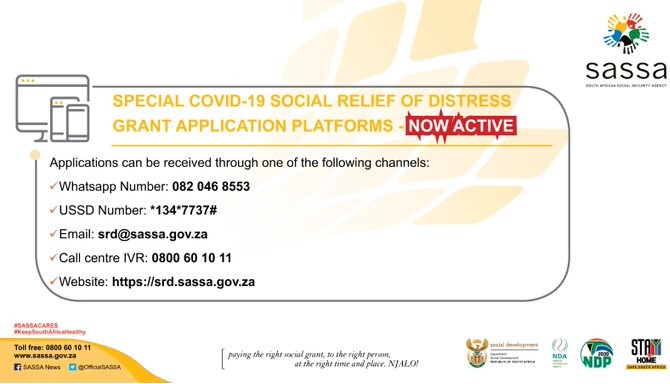 Srd sassa gov za Covid 19 Social Relief Of Distress Grant Online 